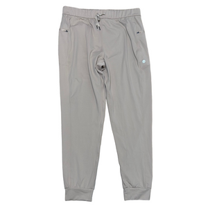 Tan Joggers with Elastic Waistband and Tapered Ankles. Athleisure Stretch